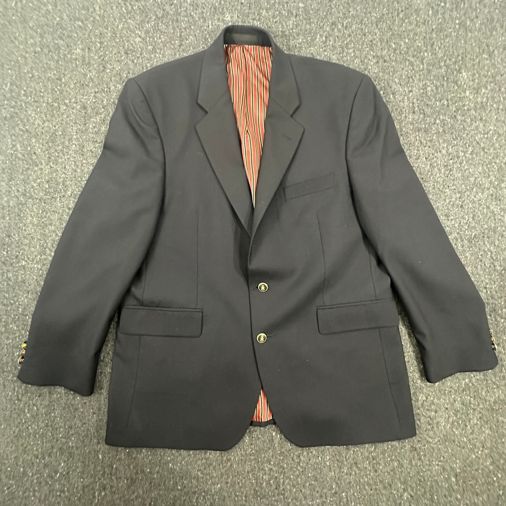Alexandre London Blazer Mens 44R Navy Blue Savile Row 2-Button Wool Sport Coat